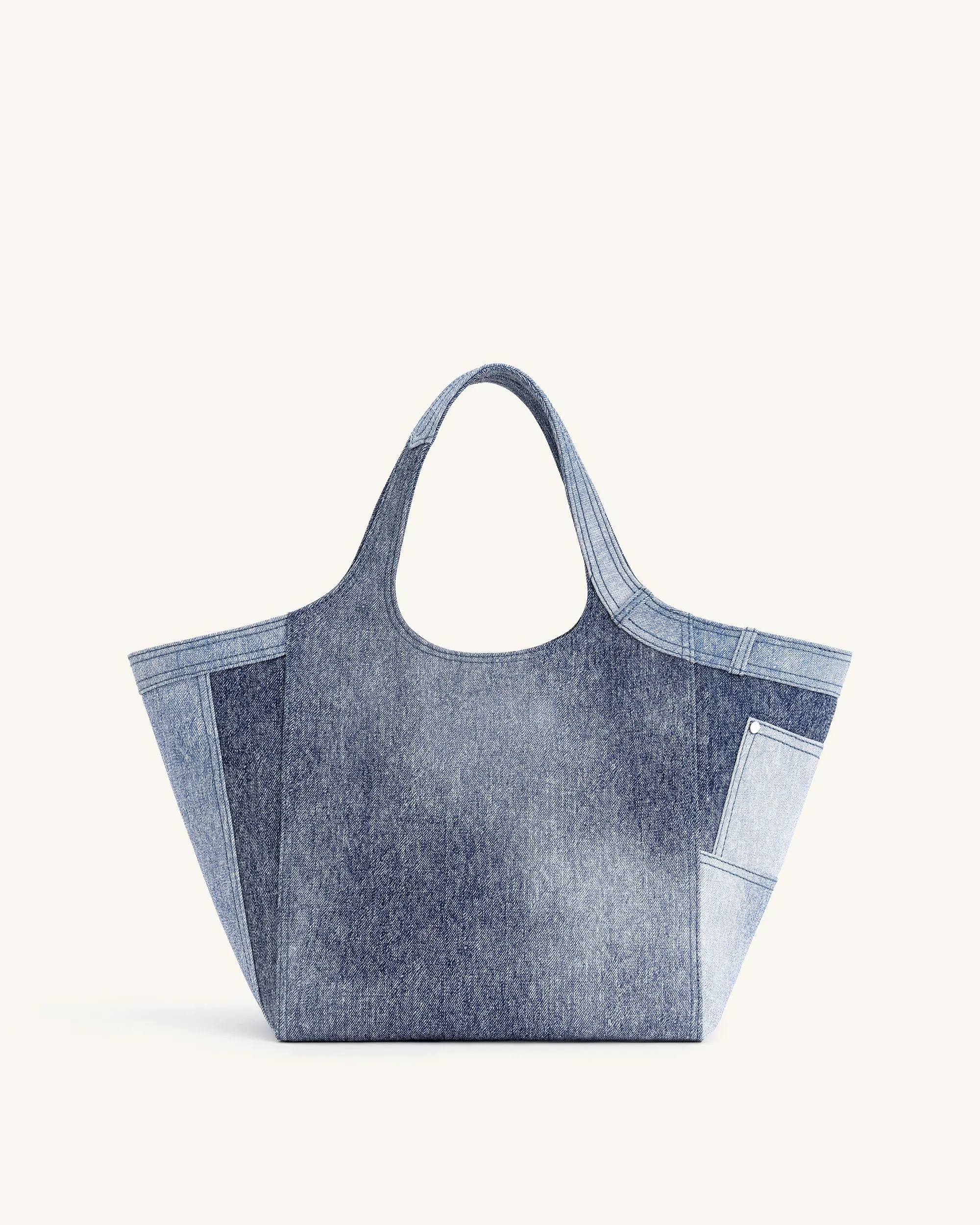 Eliana Denim Embossed Tote Bag - Blue sold by JW PEI product image thumbnail 3