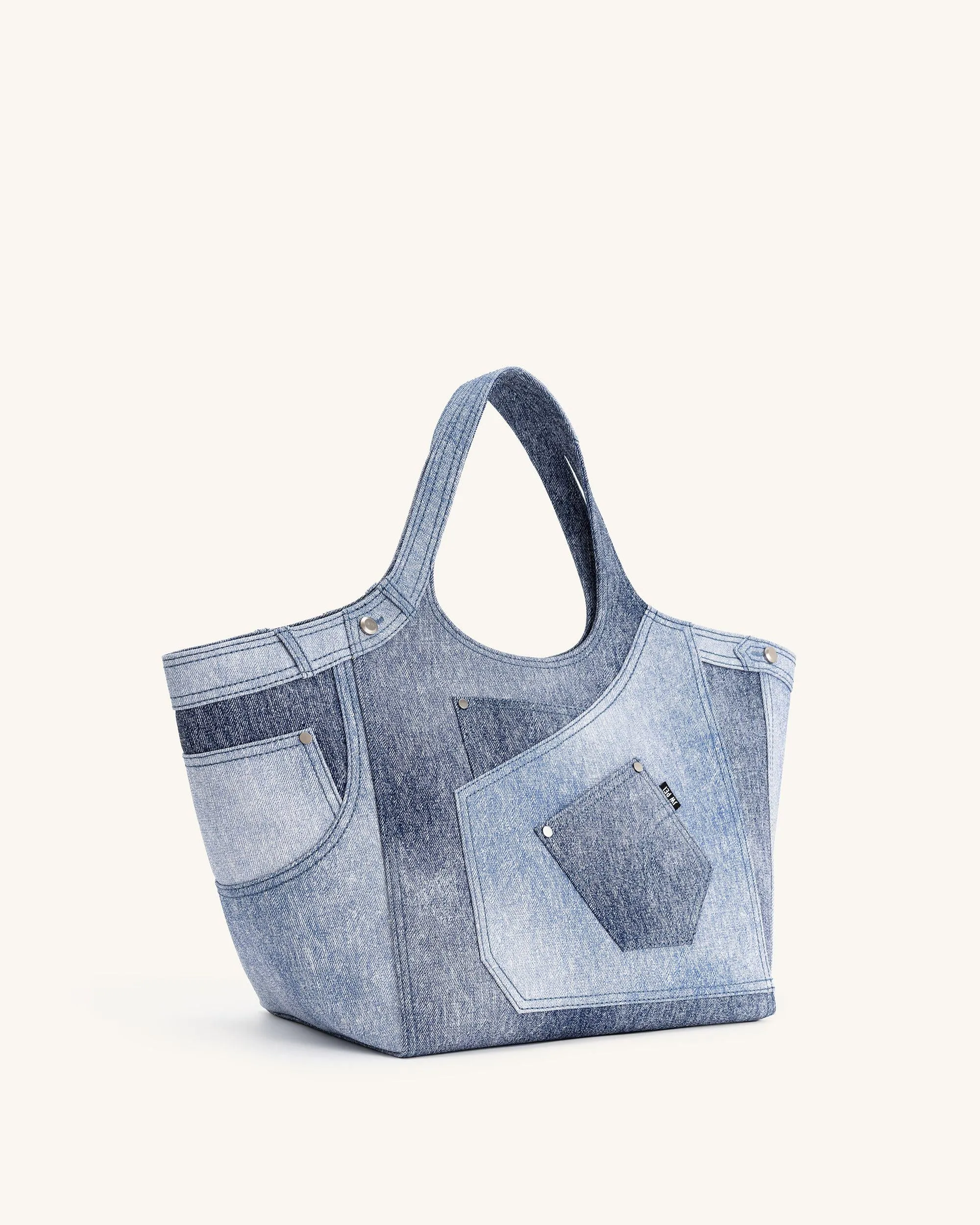 Eliana Denim Embossed Tote Bag - Blue sold by JW PEI product image thumbnail 2
