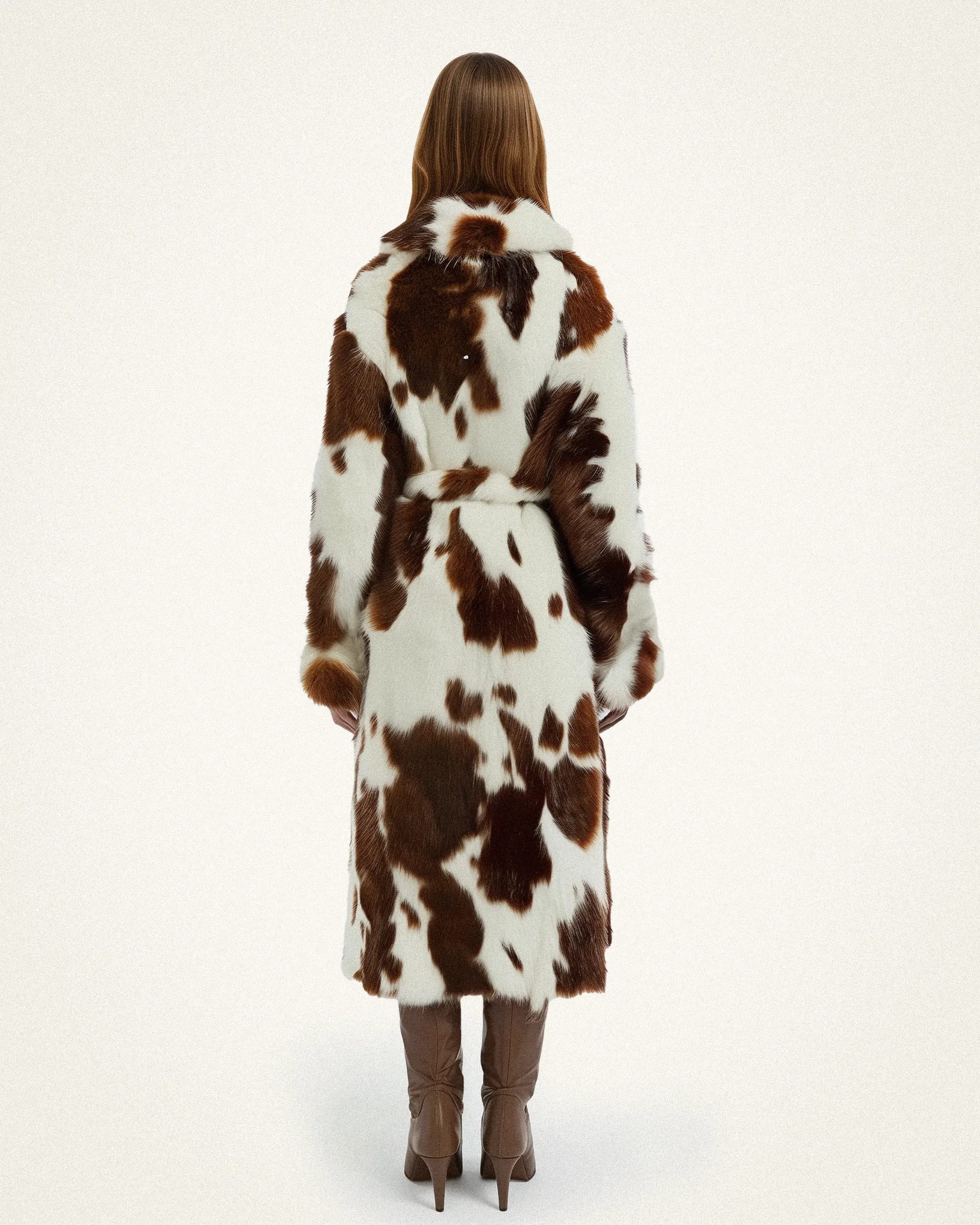 Sophia Long Faux Fur Coat - Brown and White sold by JW PEI product image thumbnail 2