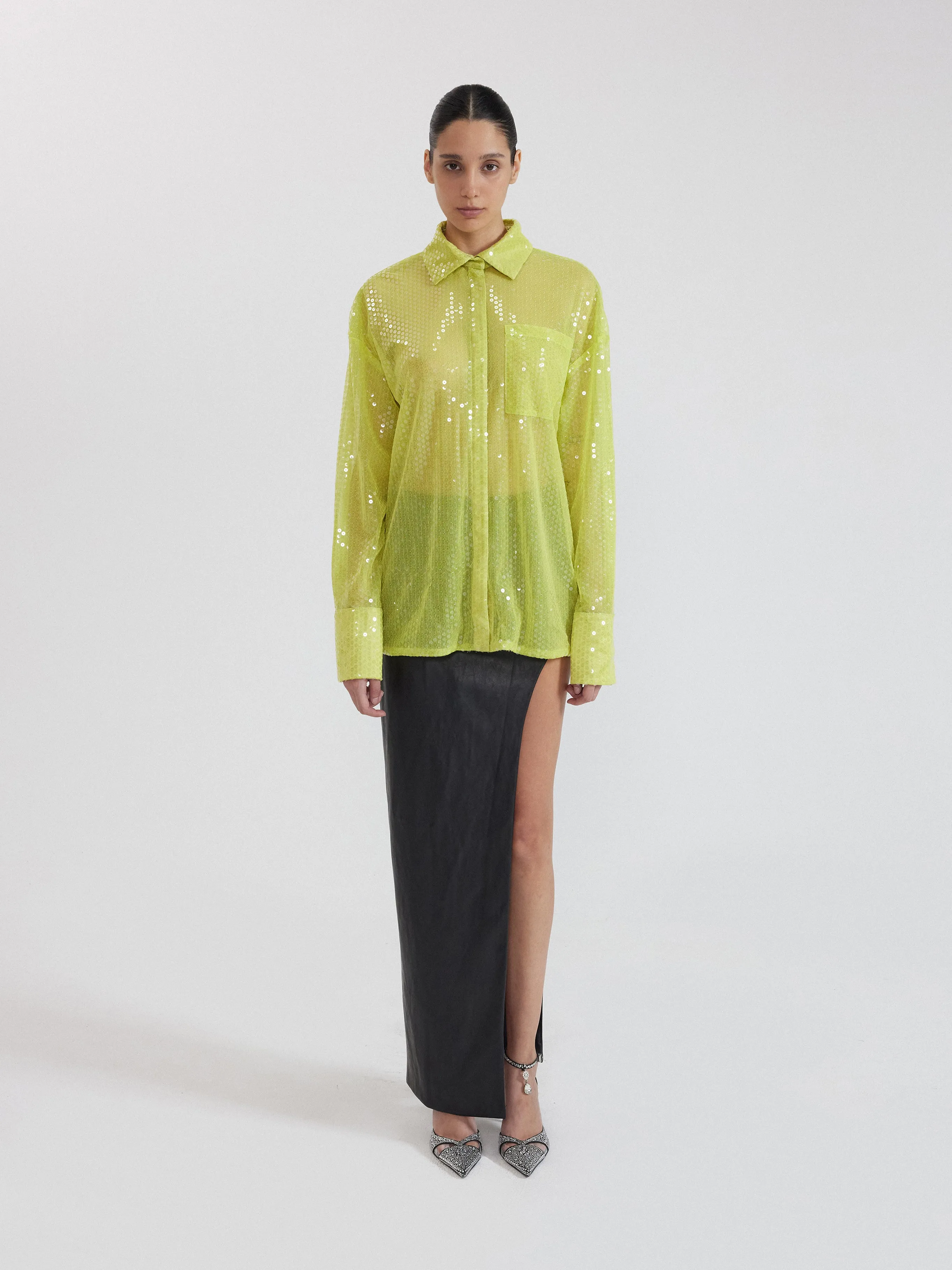 Yellow Sequin Shirt - Yellow sold by JW PEI