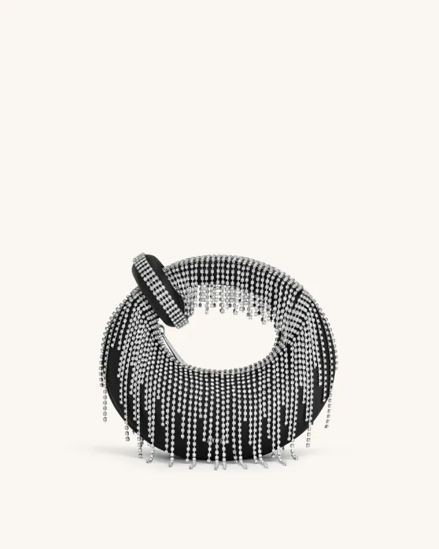 Abacus Satin Artificial Crystal Mini Top Handle Bag - Black sold by JW PEI