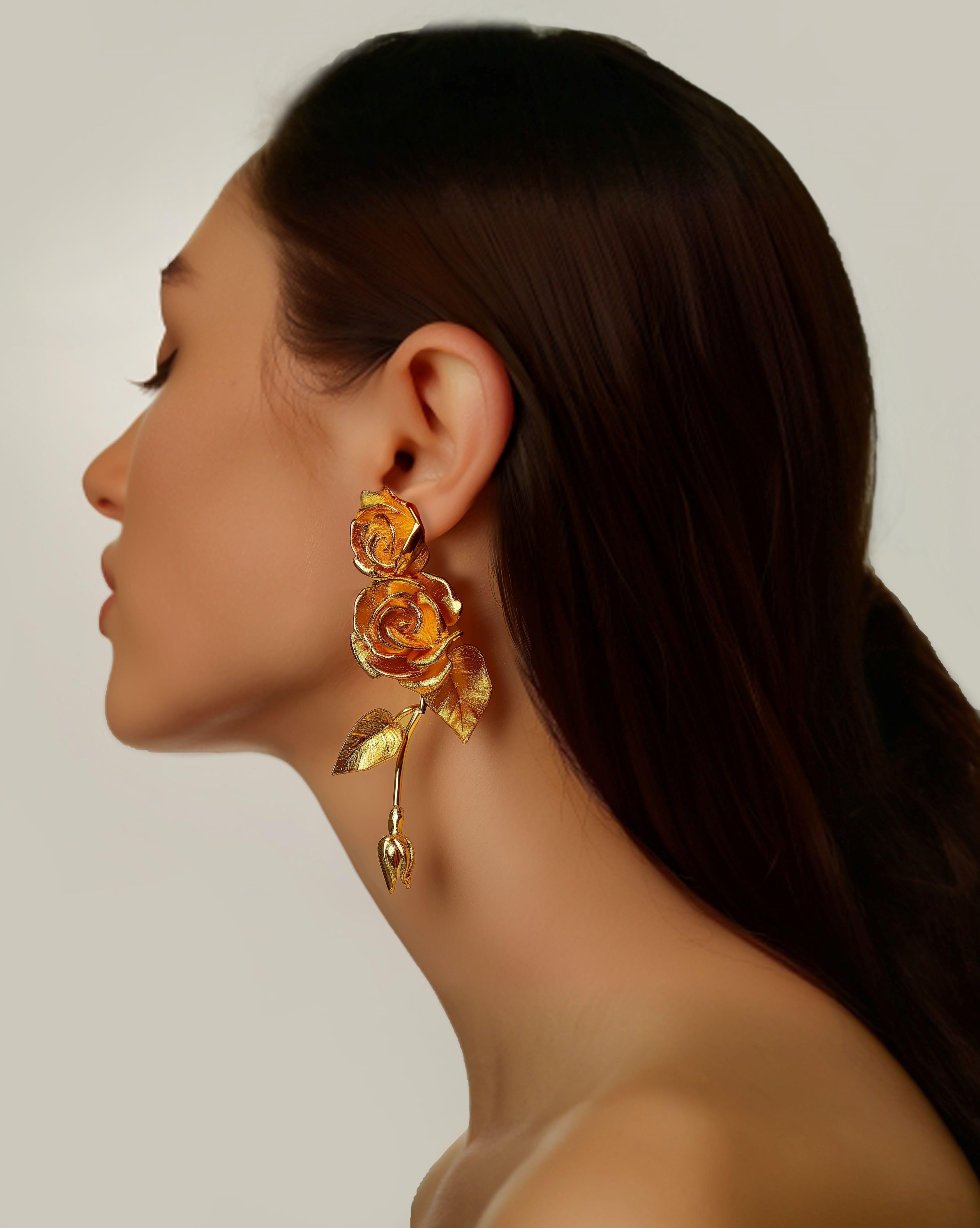 Roses Earrings - Gold sold by JW PEI