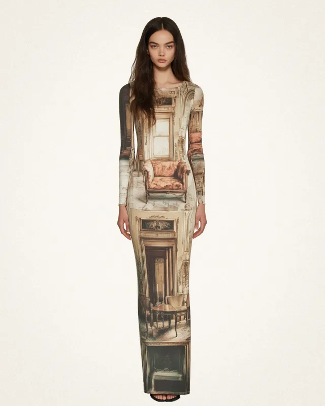 Sophia Graphic Mesh Maxi Dress - Multicolor sold by JW PEI