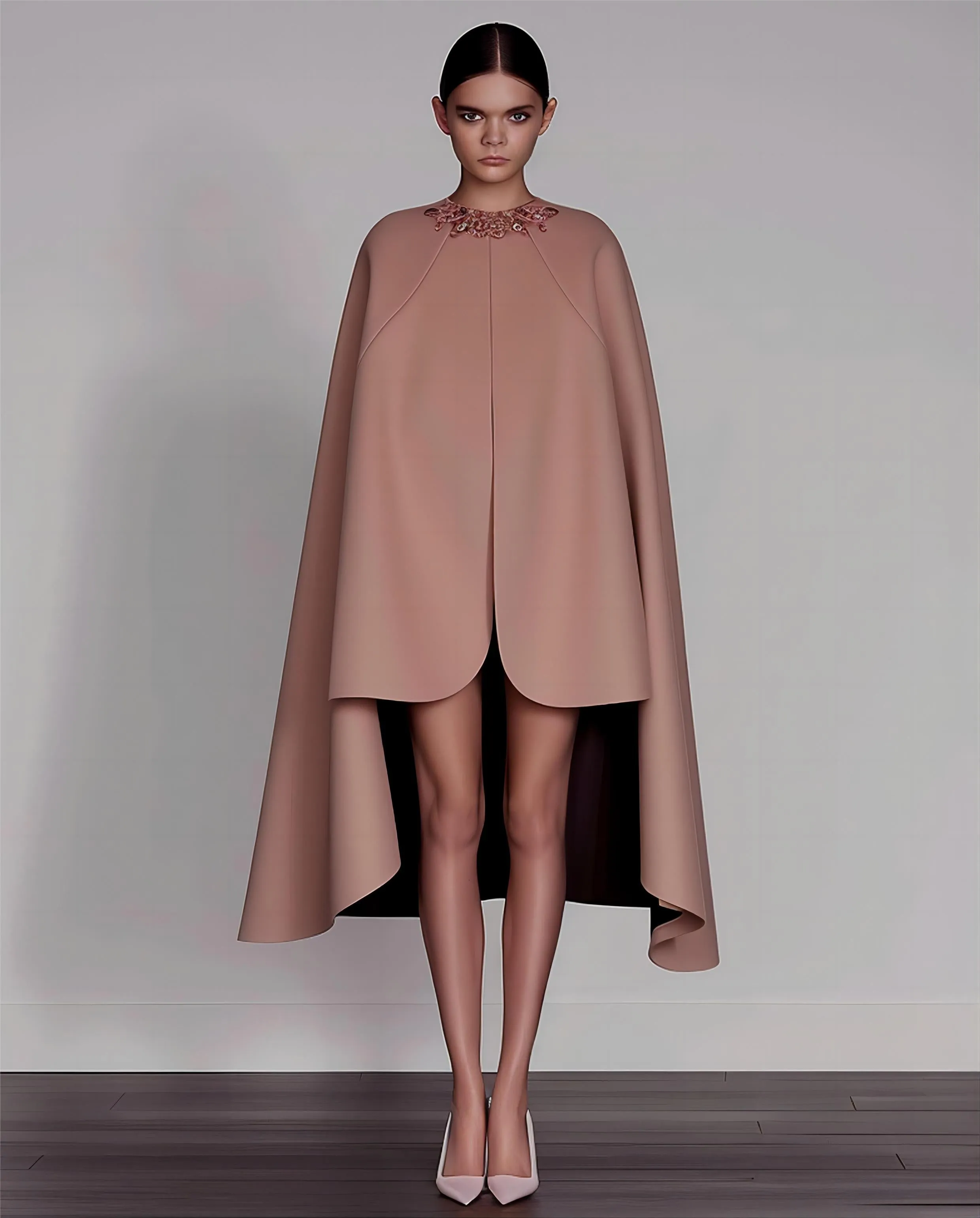 Clara Cape Dress - Nude sold by JW PEI