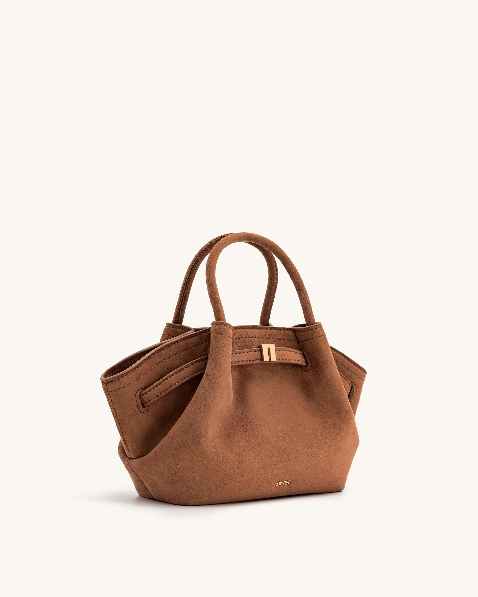 Hana Mini Faux Suede Tote Bag - Brown sold by JW PEI product image thumbnail 3