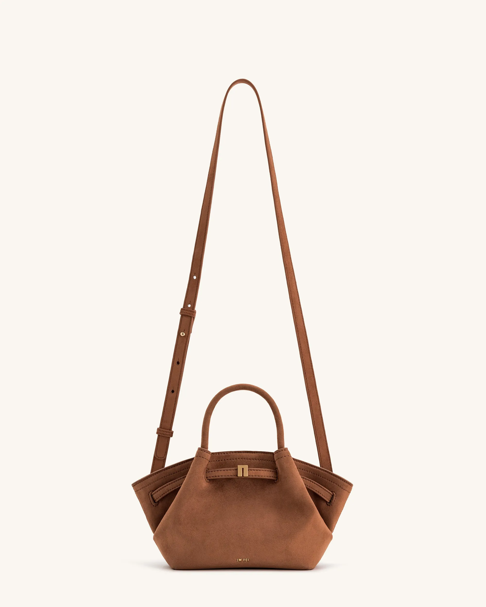 Hana Mini Faux Suede Tote Bag - Brown sold by JW PEI product image thumbnail 2