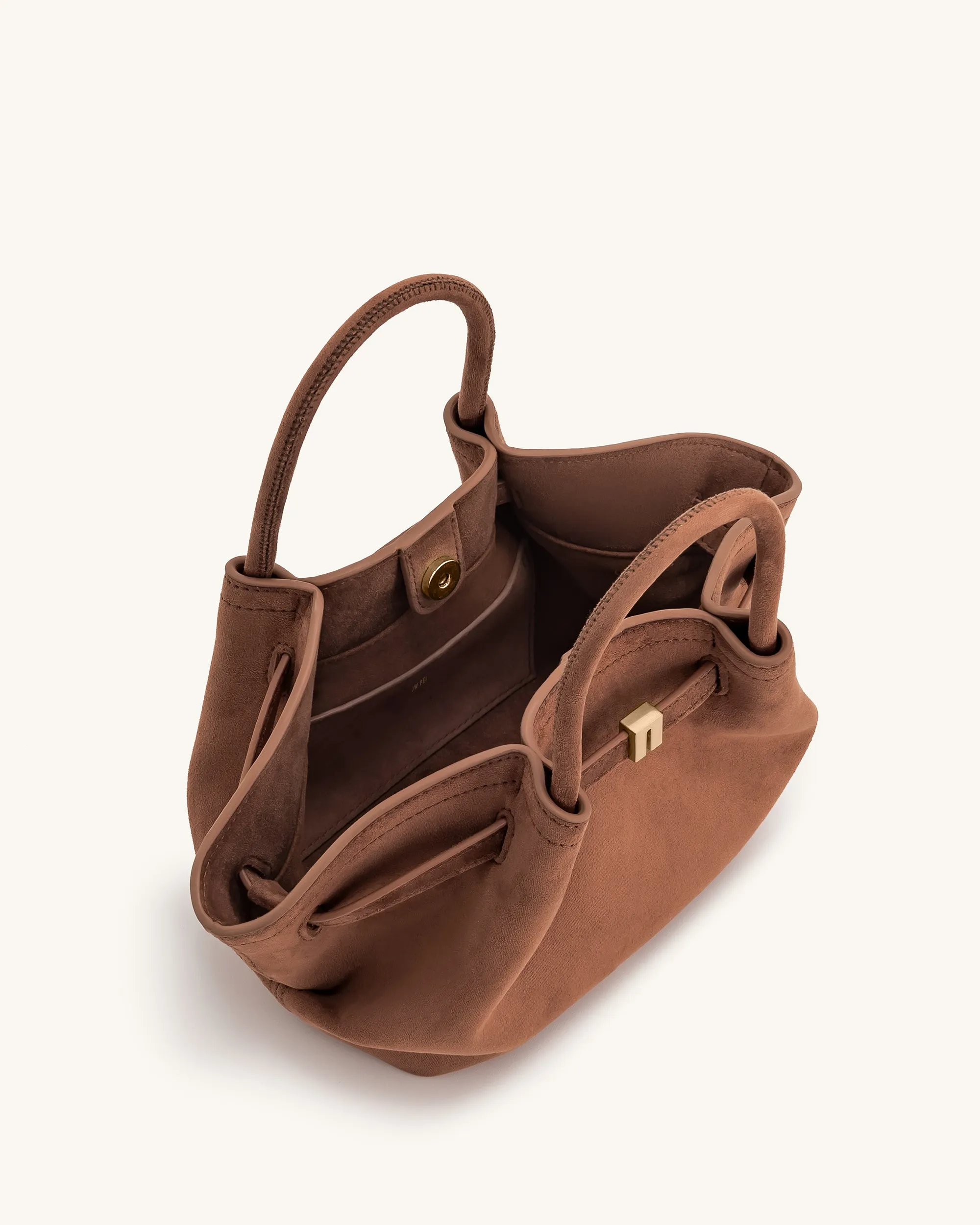 Hana Mini Faux Suede Tote Bag - Brown sold by JW PEI product image thumbnail 5