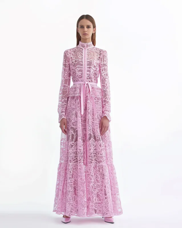 Romantic Lace Long Dress - Pink sold by JW PEI
