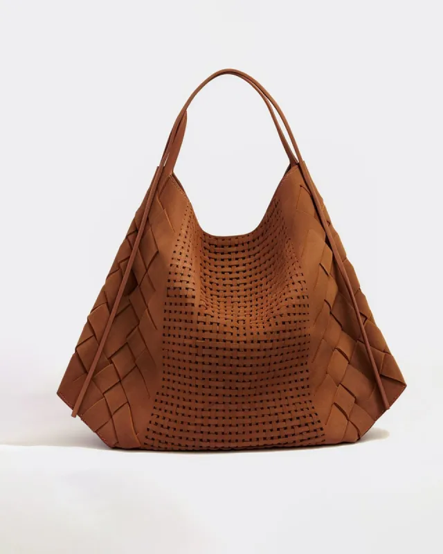 Amber Woven Tote Bag - Brown sold by JW PEI