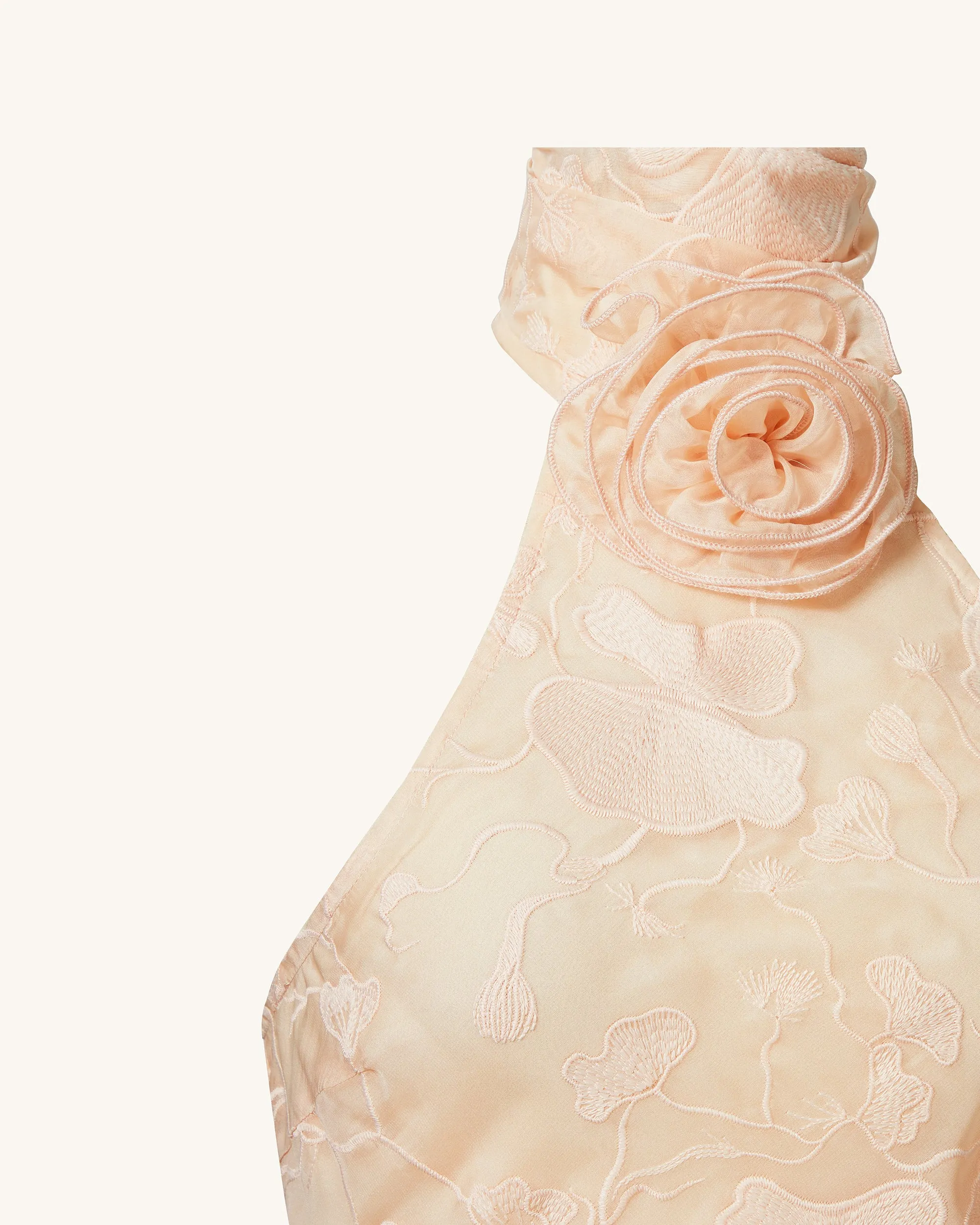 Uliana Pink Beige Floral Lace Halterneck Maxi Dress - Pink Beige sold by JW PEI product image thumbnail 3