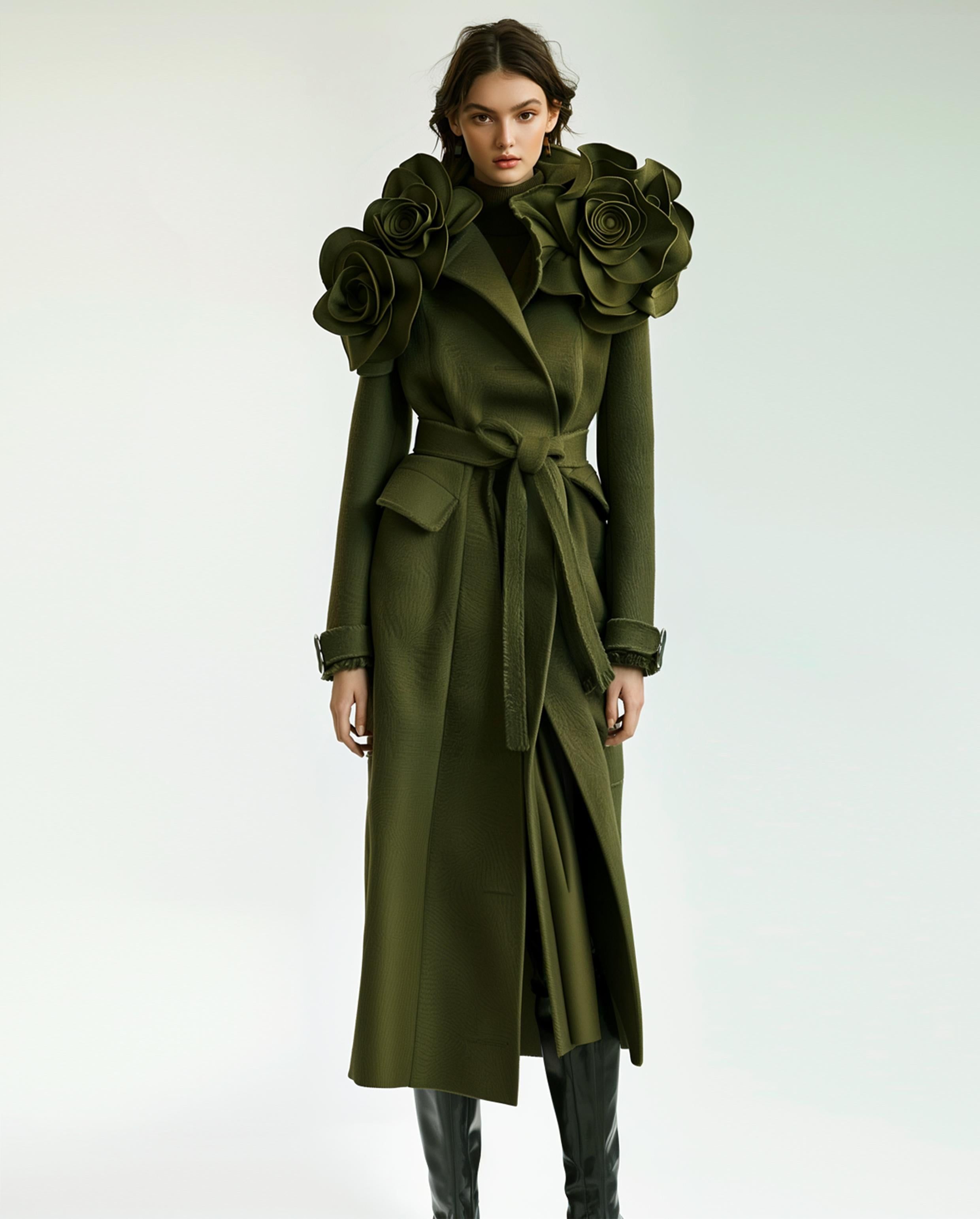 Green Floral Appliqué Coat sold by JW PEI