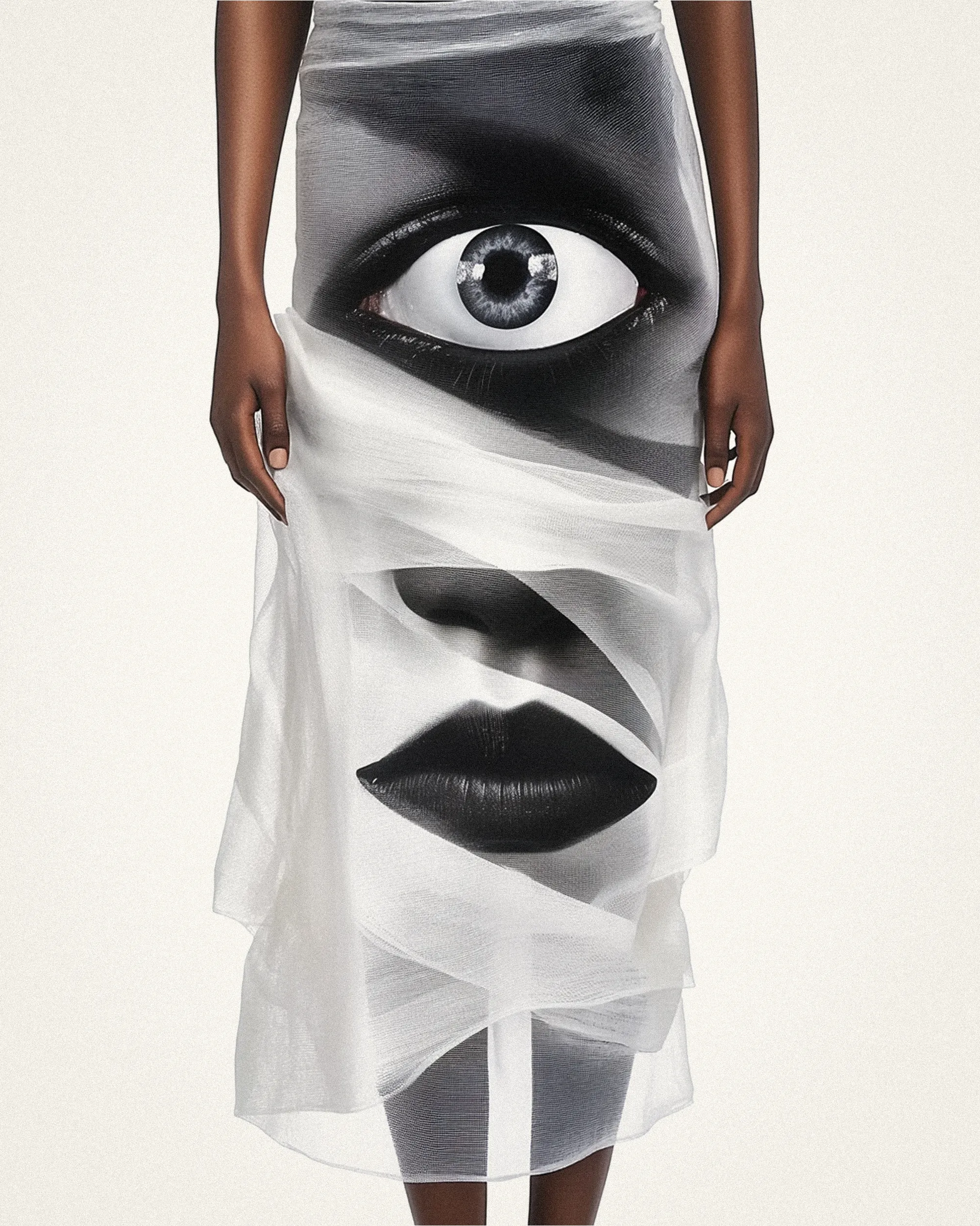 Nora Face Printed Mesh Jumpsuit - Black & White sold by JW PEI