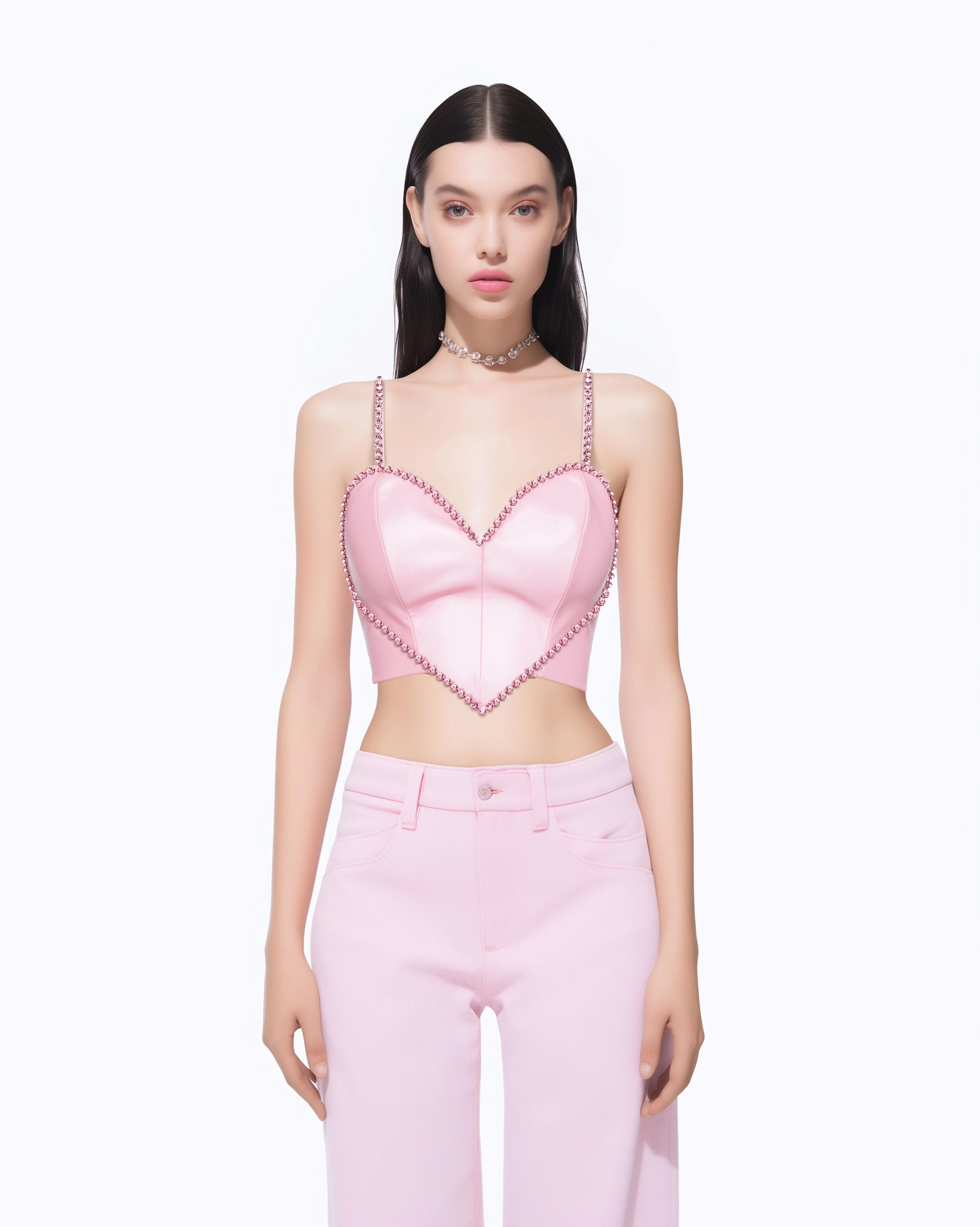Pink Heart Shape Crop Top - Pink | Parallel