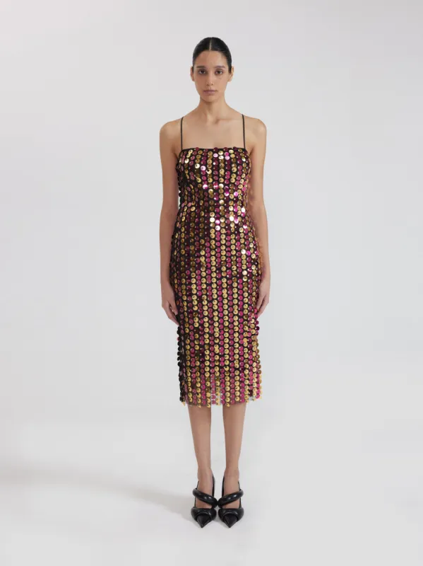 Gold Sequin Strap Dress - Black made by JW PEI