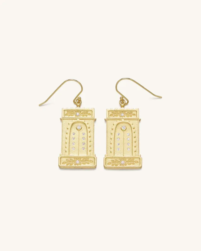 Roman Arch Earrings - 18ct Gold Plated & White Zircon sold by JW PEI