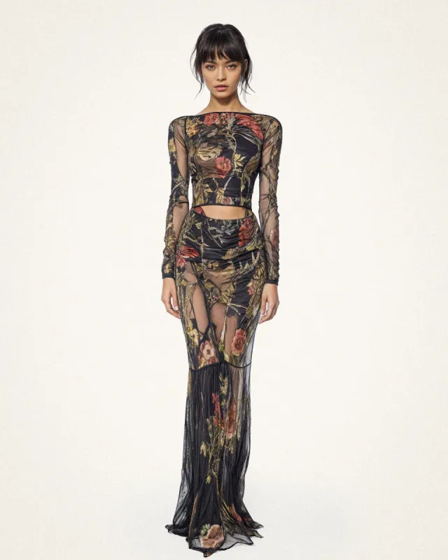 Alicia Printed Mesh Dress - Multicolor sold by JW PEI