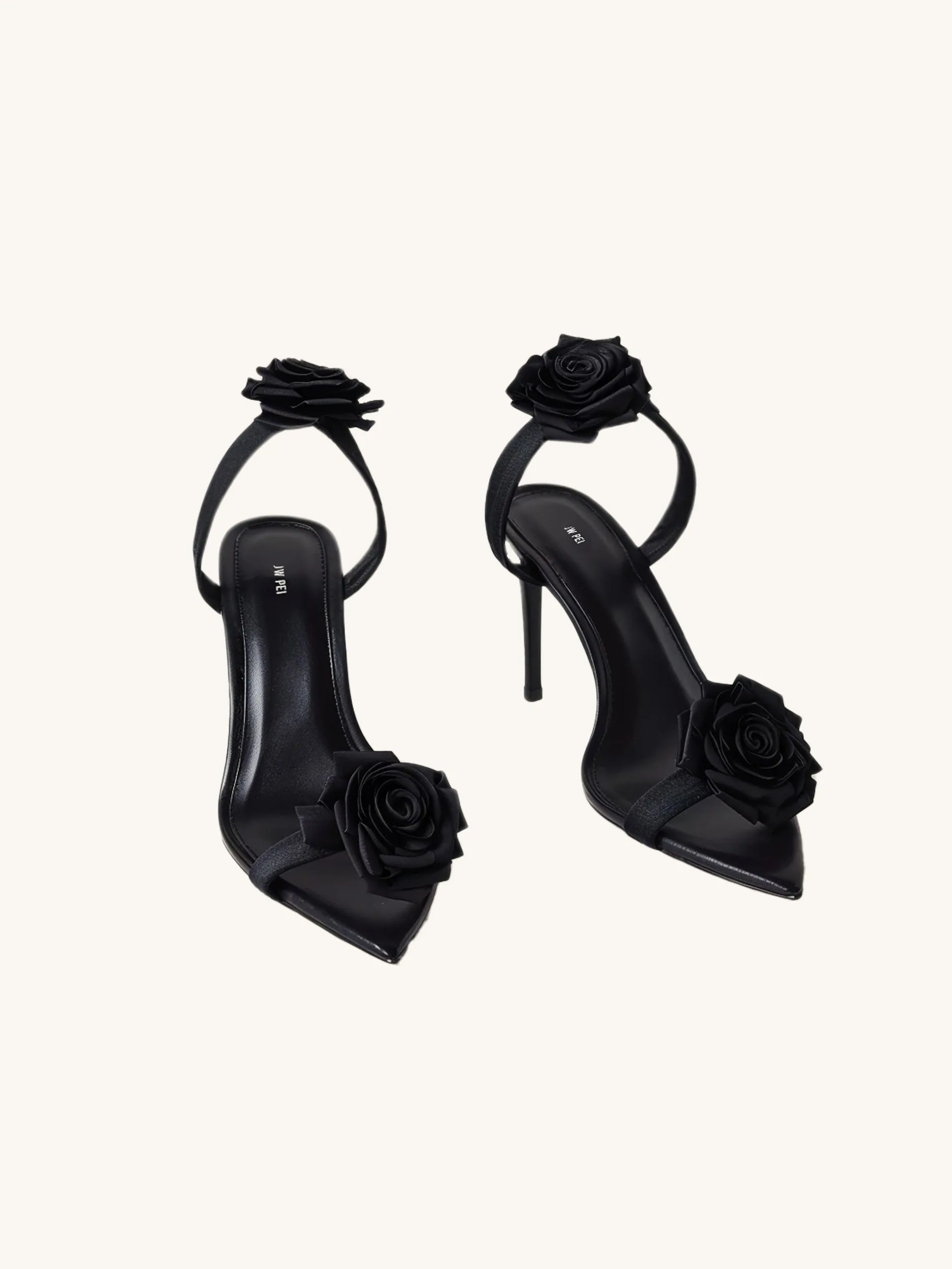 Floral Embellished Sandals - Black sold by JW PEI