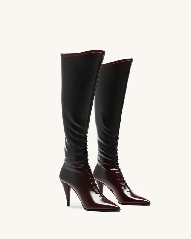 Lily Lace Boots - Black/Burgundy sold by JW PEI