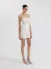 White Strapless Beaded Mini Dress - White sold by JW PEI