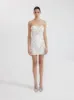 White Strapless Beaded Mini Dress - White sold by JW PEI
