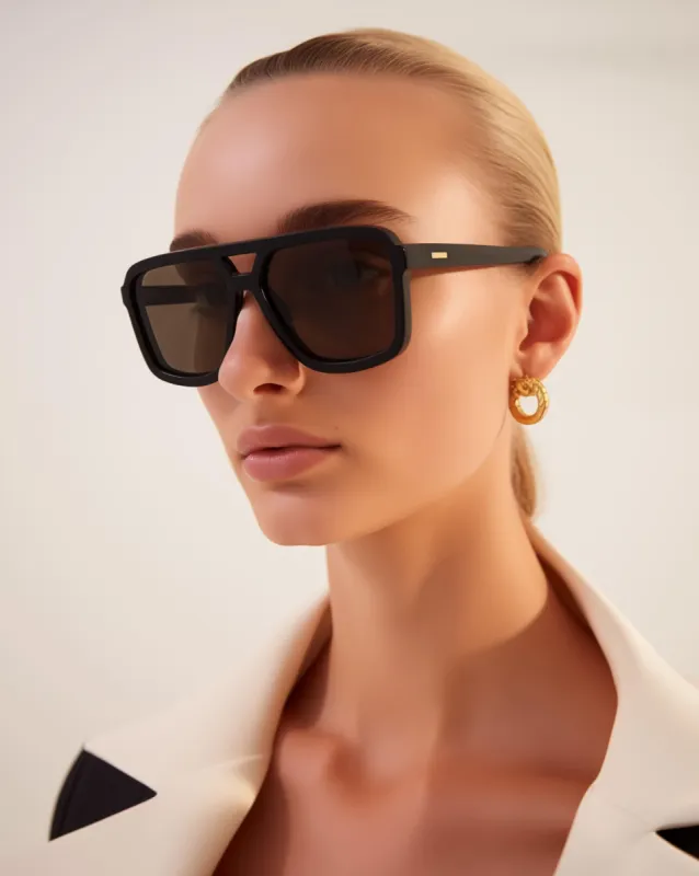 Gina Aviator Style Sunglasses - BLACK sold by JW PEI