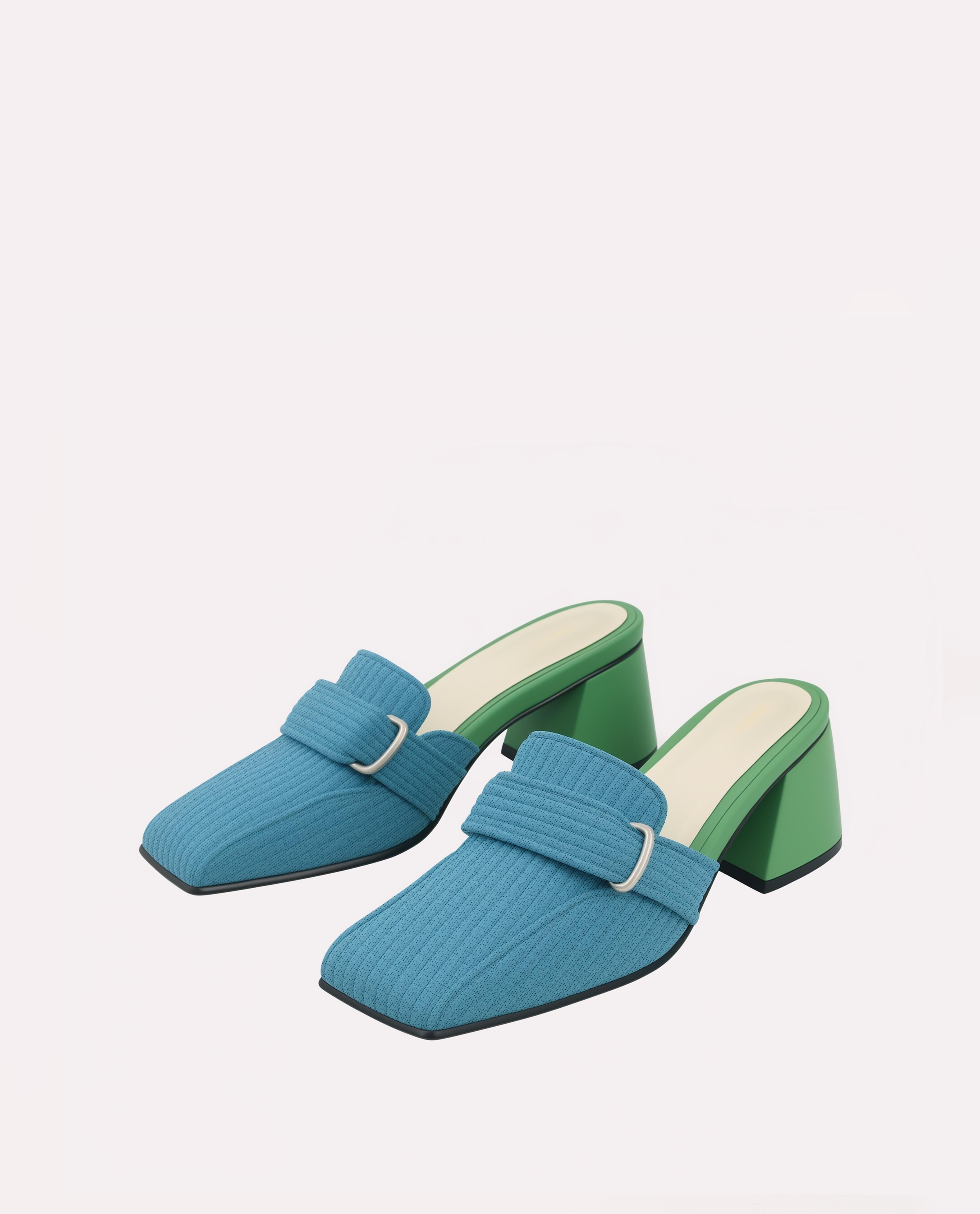 Blue knitted slippers sold by JW PEI