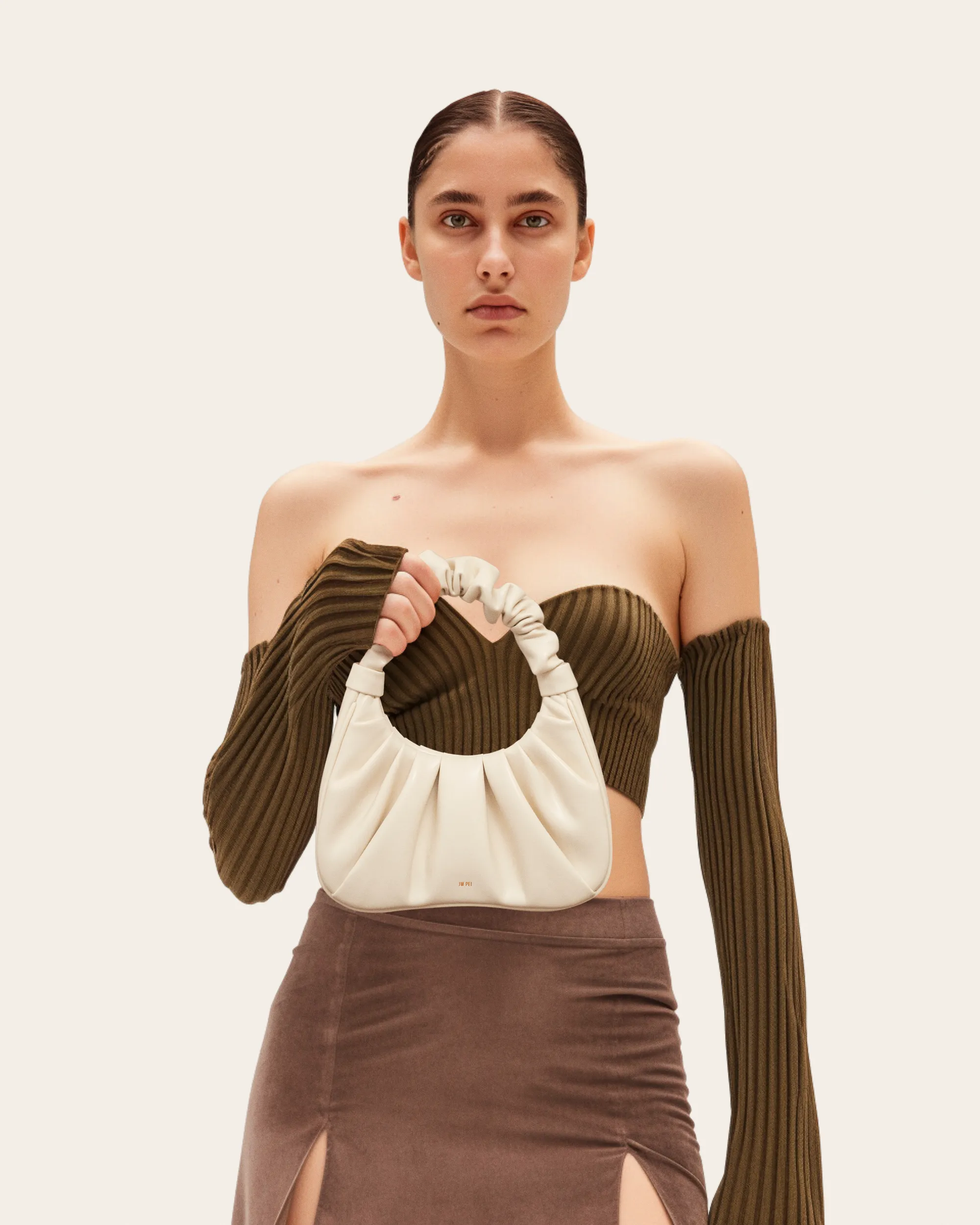 Gabbi Ruched Hobo Handbag - Ivory sold by JW PEI product image thumbnail 2