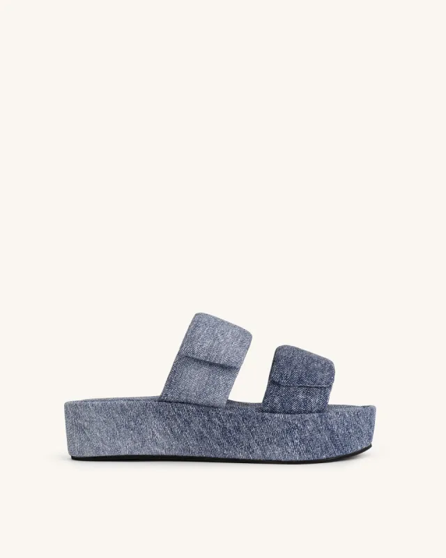 Lexi Denim Embossed Sandal - Blue sold by JW PEI