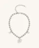 Cosmos Round Multi Charm Necklace - 18ct White Gold Plated & White Zircon sold by JW PEI