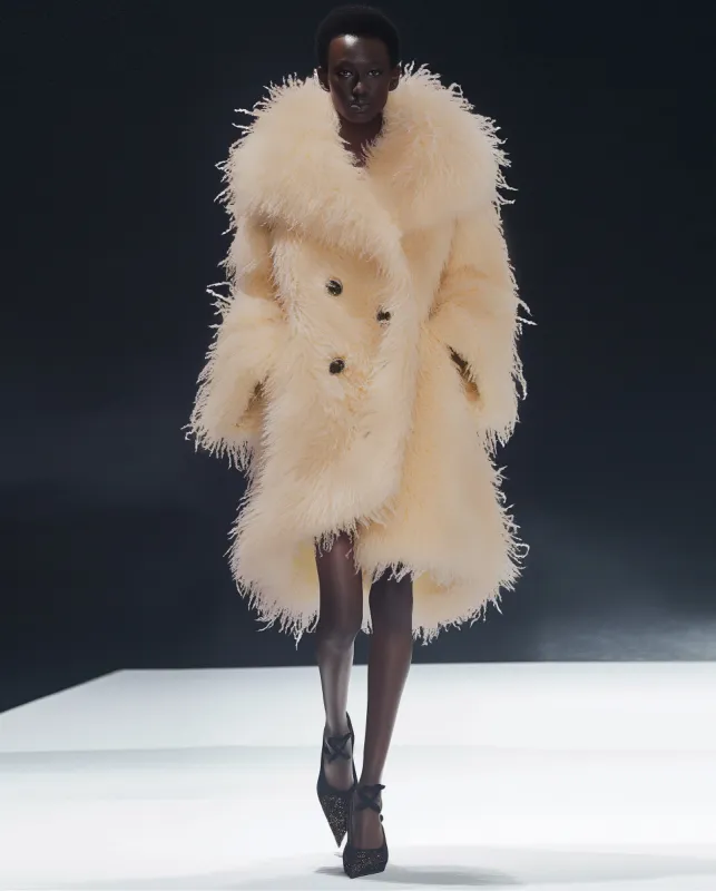 Ava Faux Fur Coat - Cream sold by JW PEI