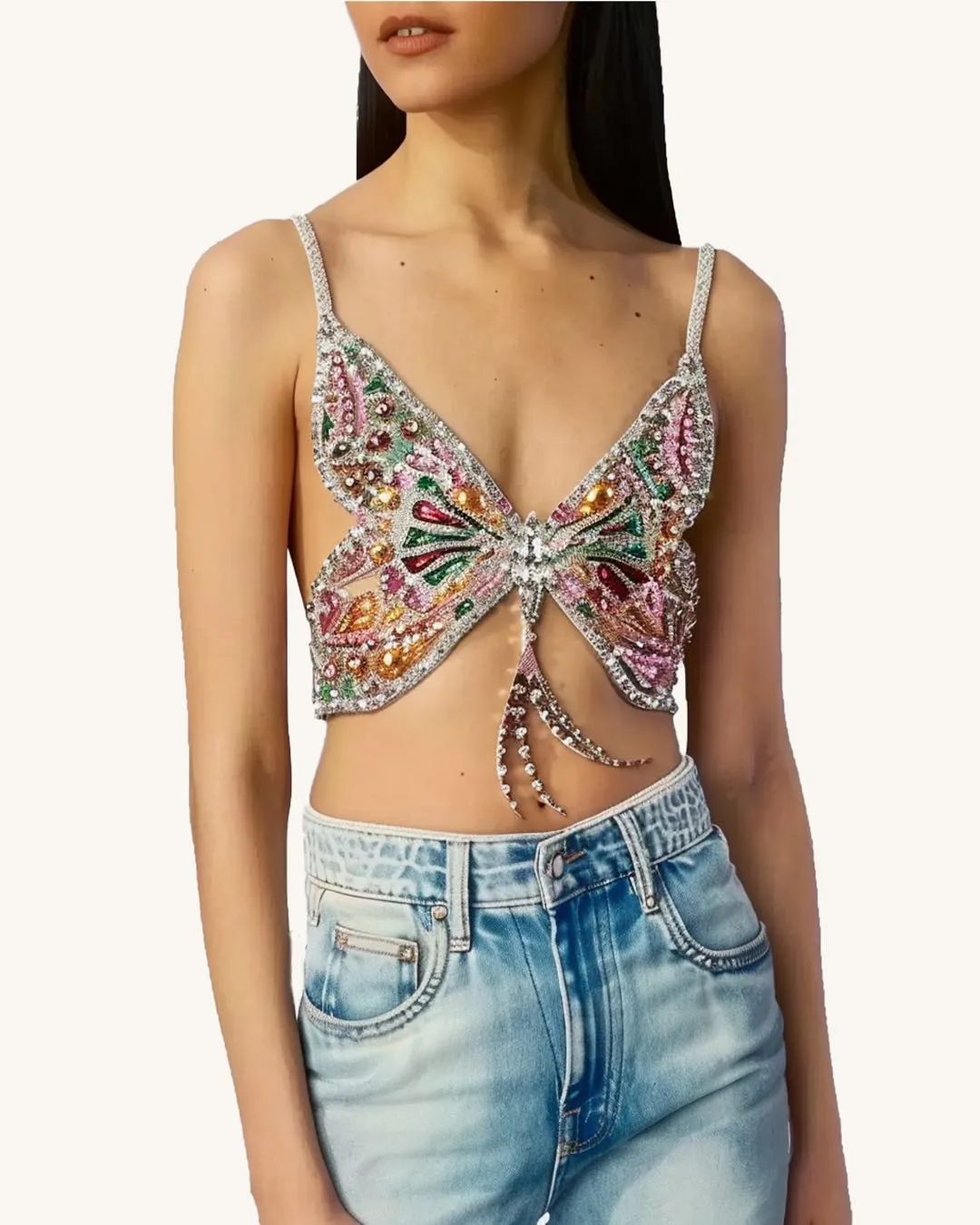 Butterfly Sequin Crop Top - Multi sold by JW PEI