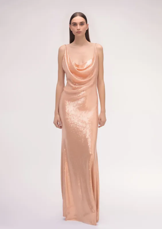 Peach Sequin Maxi Dress - Peach sold by JW PEI