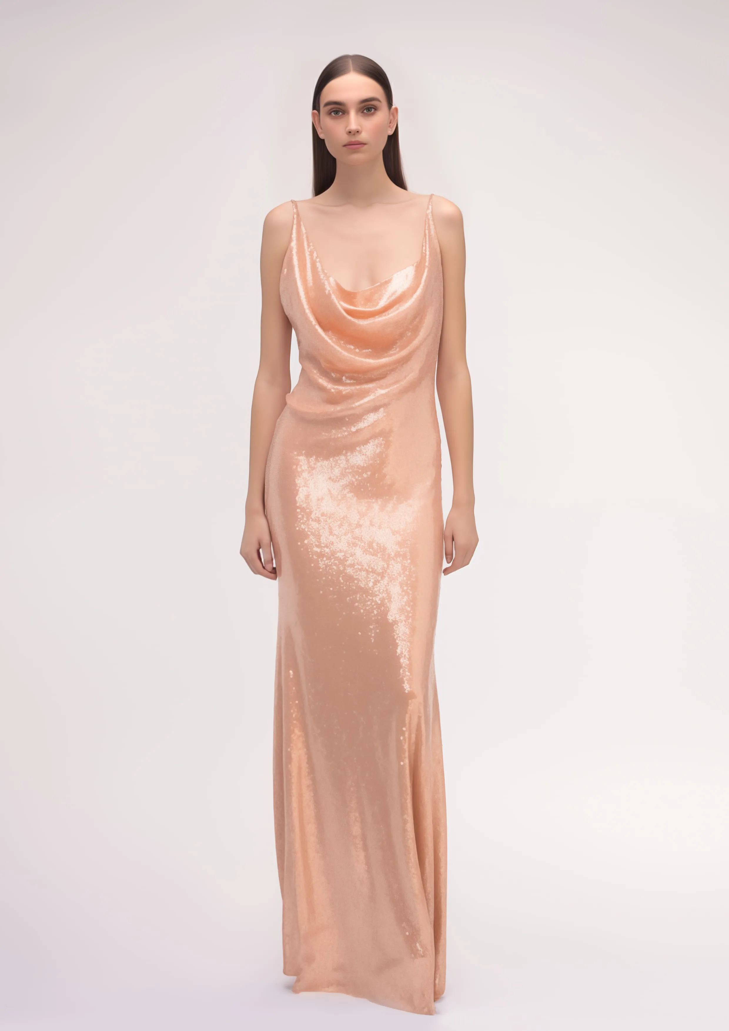 Peach Sequin Maxi Dress - Peach sold by JW PEI