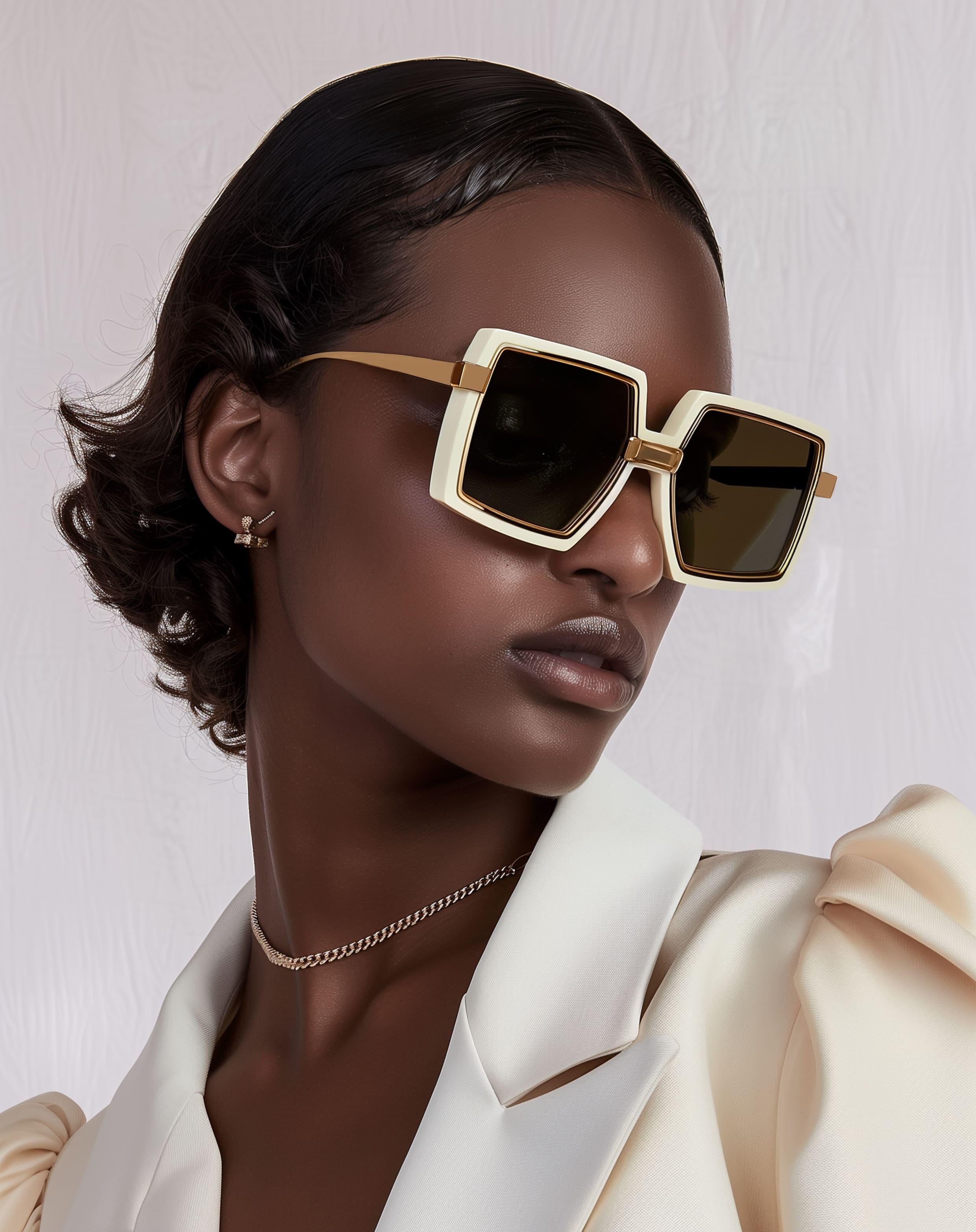 Briar Square Frame Sunglasses - White sold by JW PEI