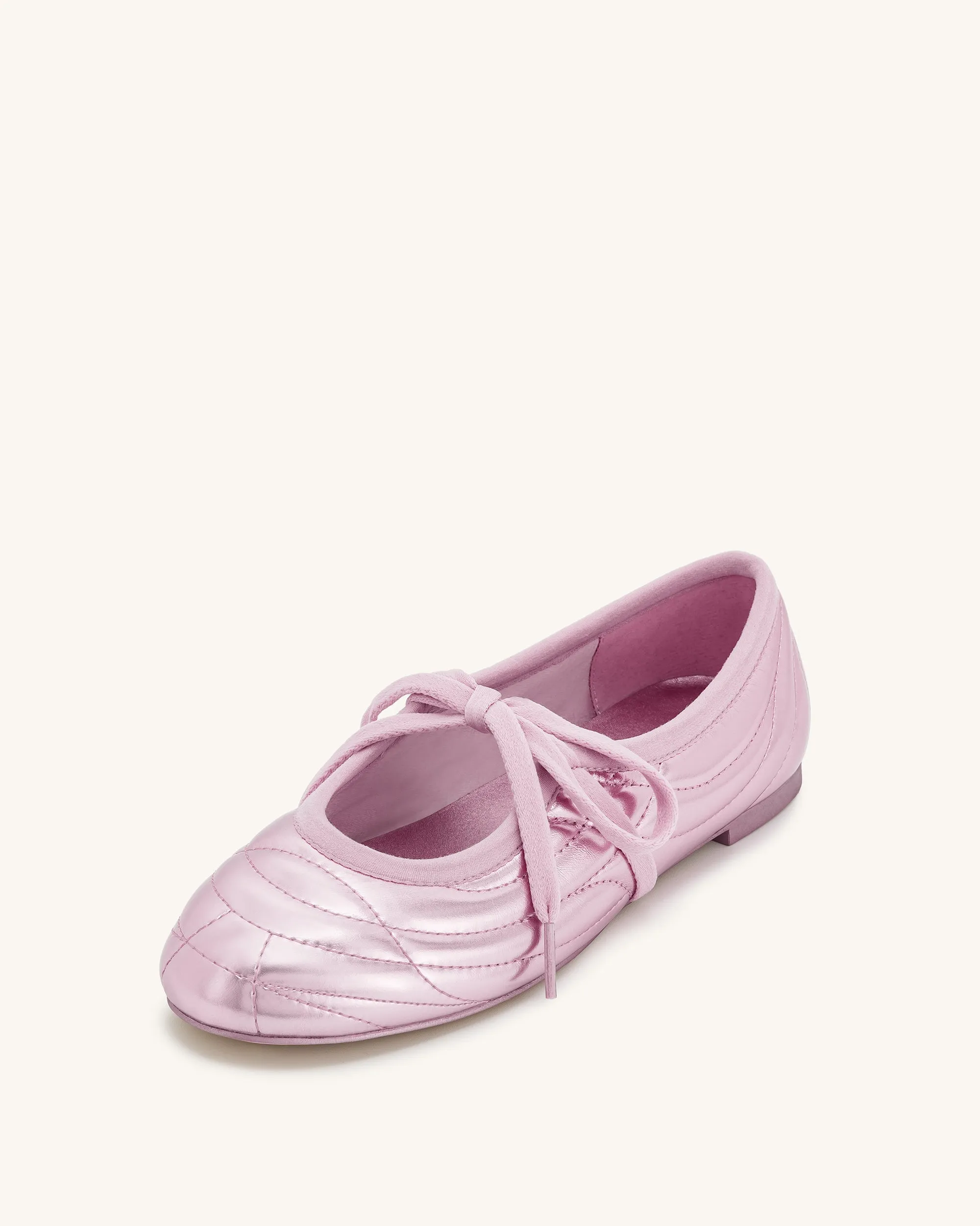 Erika Topstitching lace-up ballet Flats- Pink sold by JW PEI product image thumbnail 4