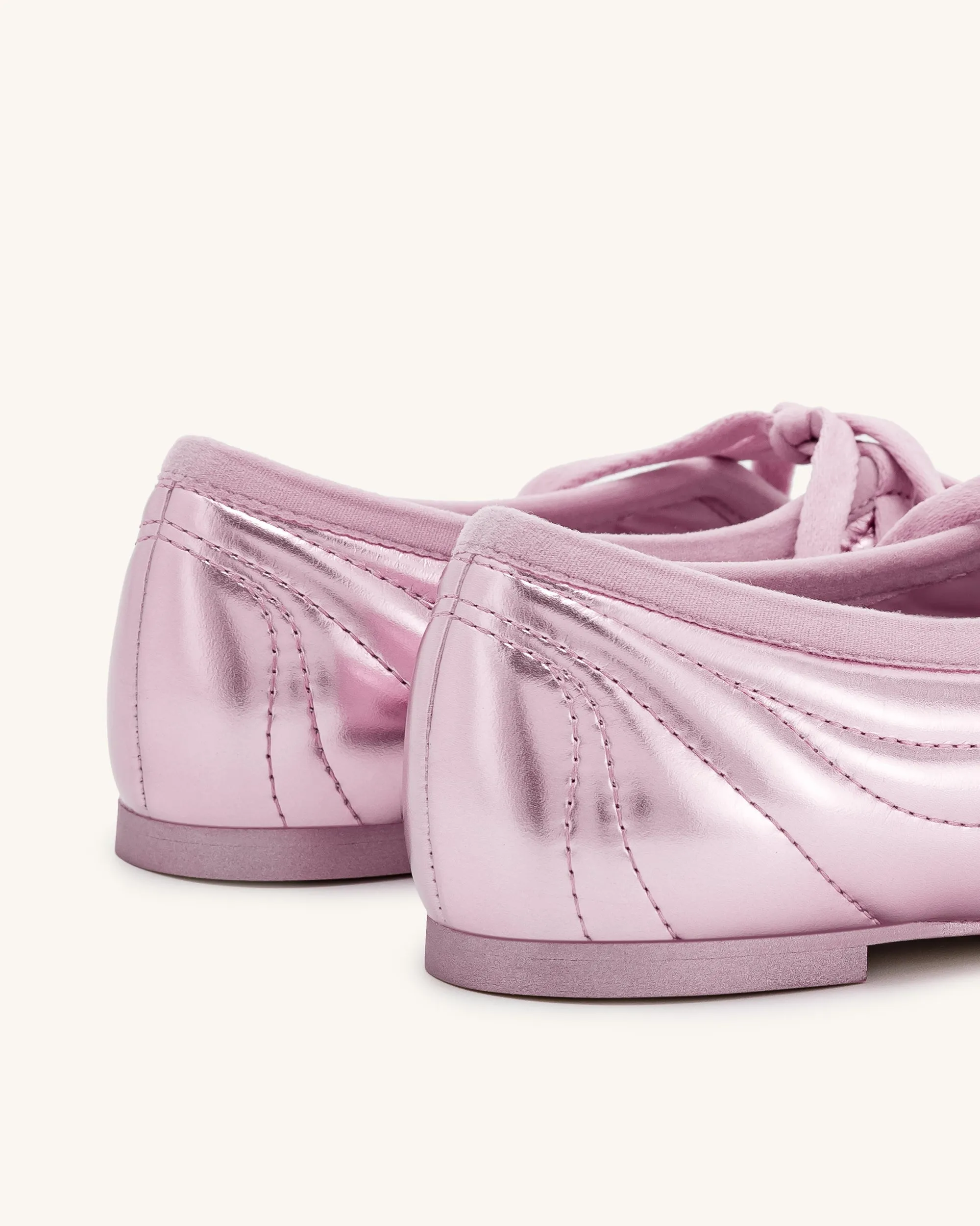 Erika Topstitching lace-up ballet Flats- Pink sold by JW PEI product image thumbnail 5