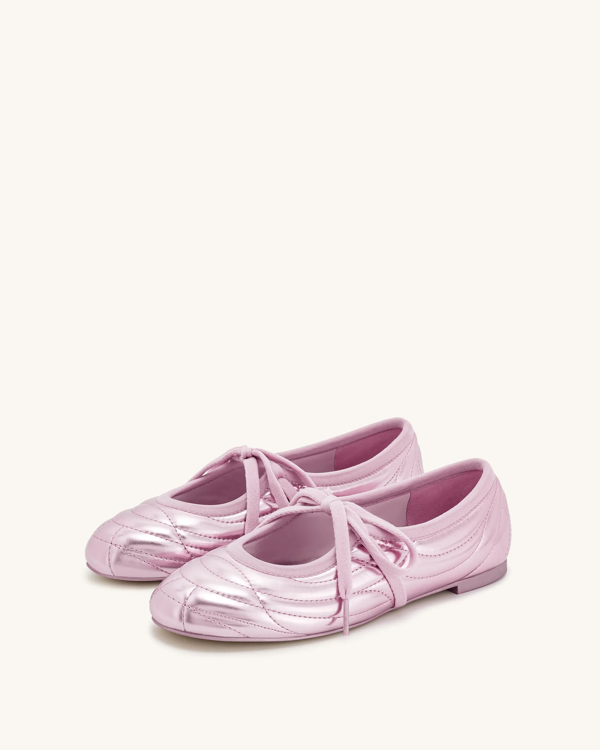 Erika Topstitching lace-up ballet Flats- Pink sold by JW PEI product image thumbnail 2