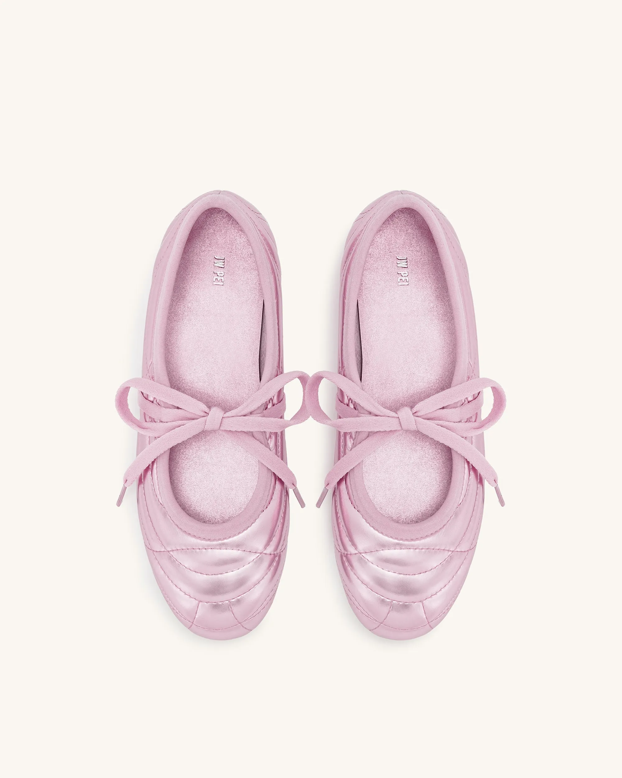Erika Topstitching lace-up ballet Flats- Pink sold by JW PEI product image thumbnail 3