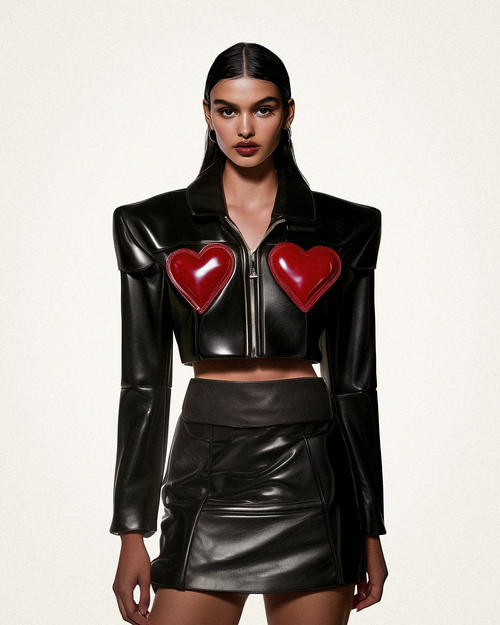 Anna Heart Vegan Leather Crop Jacket - Black sold by JW PEI