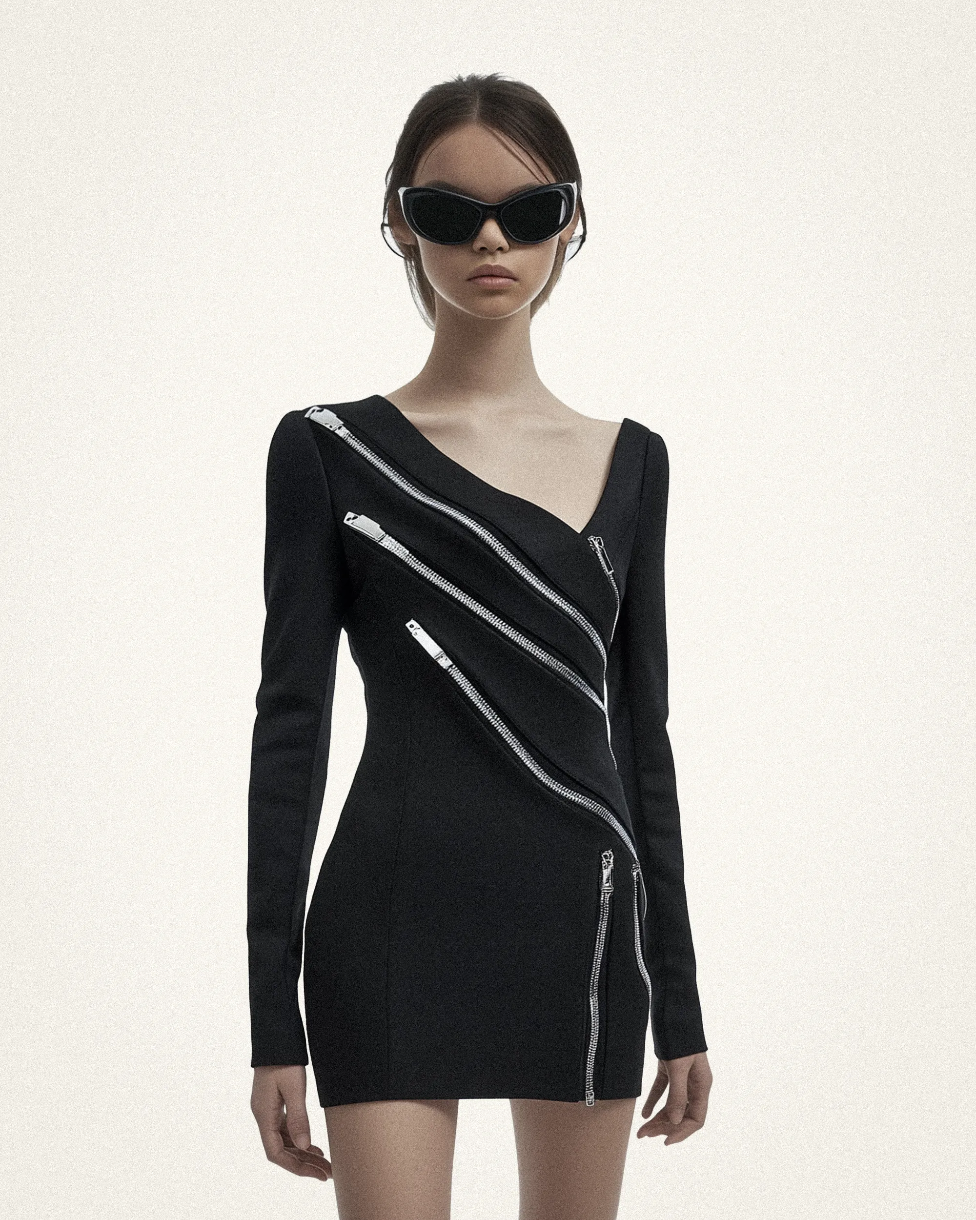 Lina Zipper Mini Dress - Black sold by JW PEI