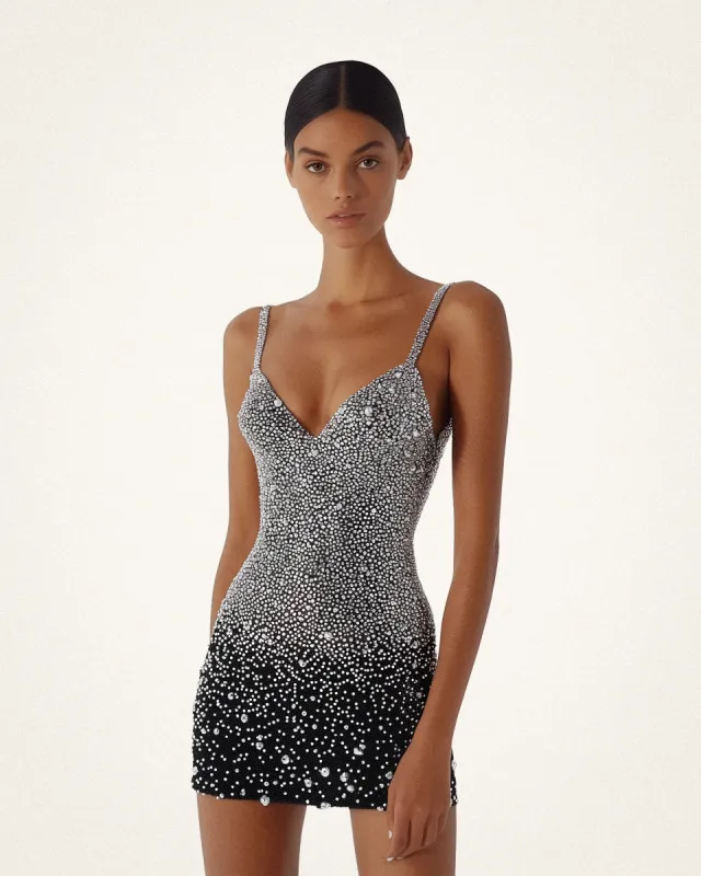 Ava Crystal Mini Dress - Black sold by JW PEI