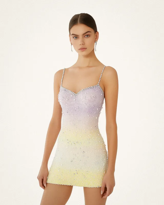 Sophia Crystal Embellished Mini Dress - Multicolor sold by JW PEI