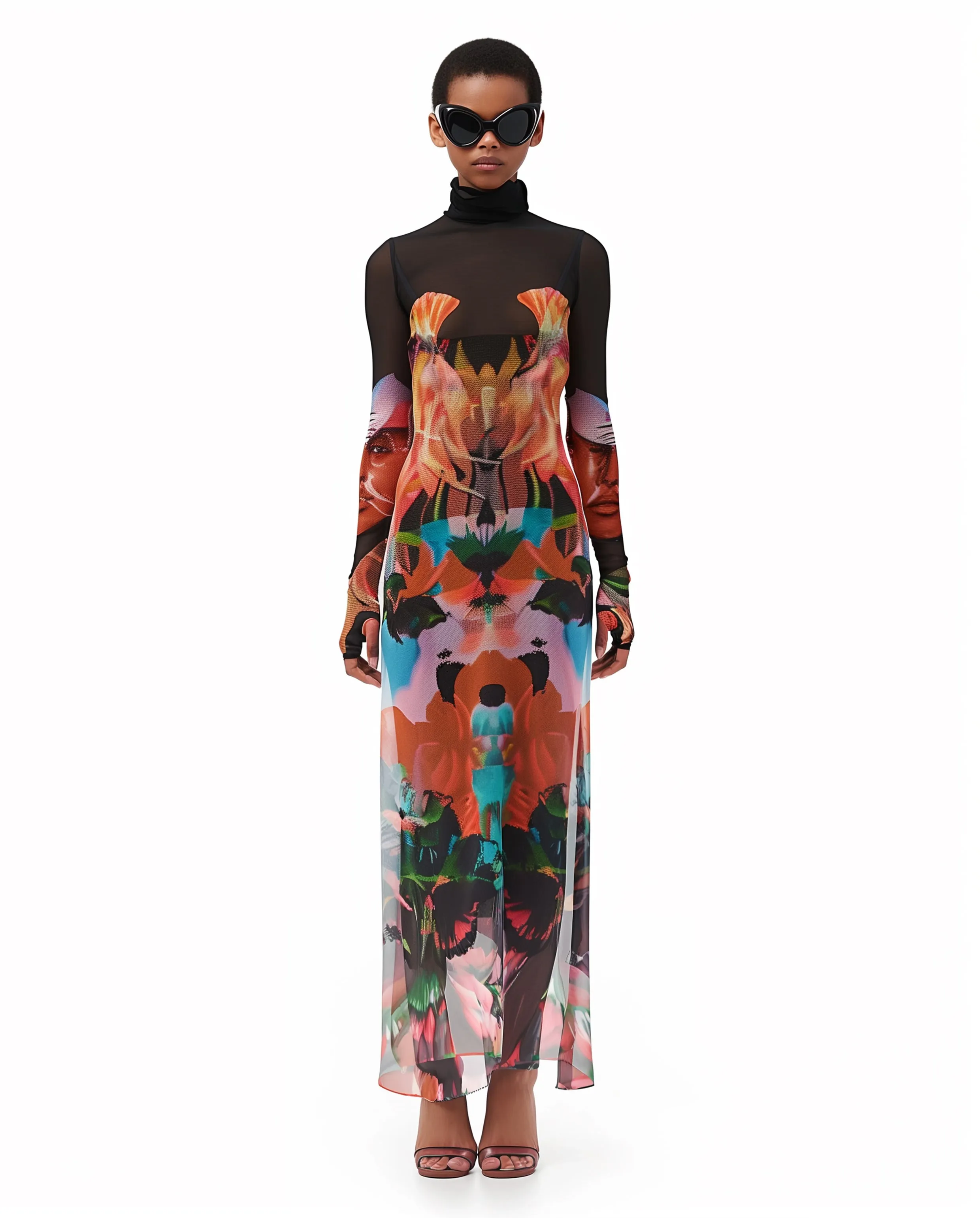 Serena Abstract Print Turtleneck Dress - Multicolor sold by JW PEI