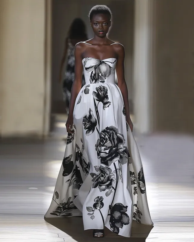 Eve Floral Embroidered Strapless Gown - White sold by JW PEI