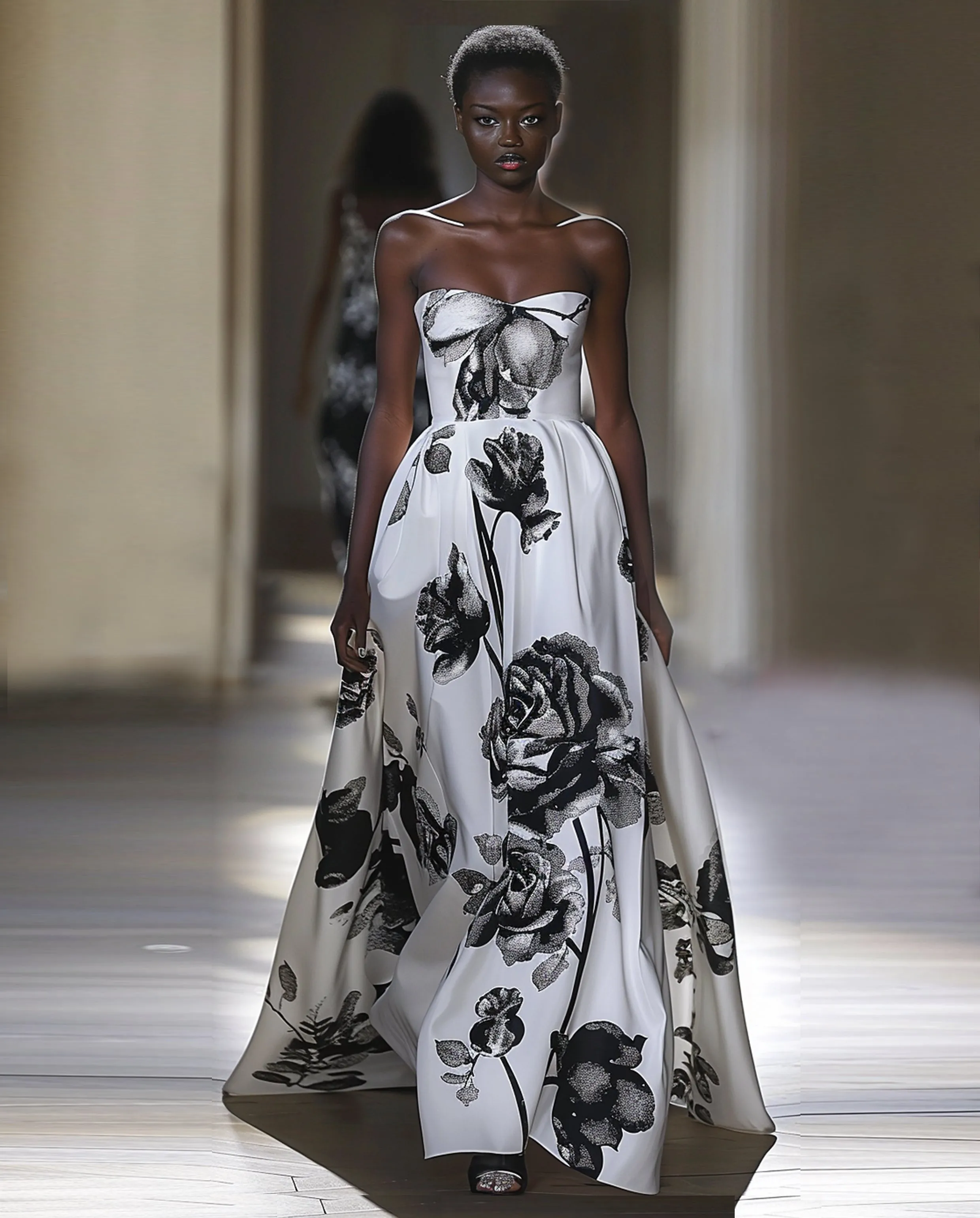 Eve Floral Embroidered Strapless Gown - White sold by JW PEI