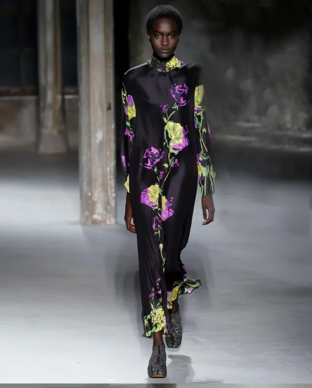 Isabella Floral Satin Gown - Black sold by JW PEI