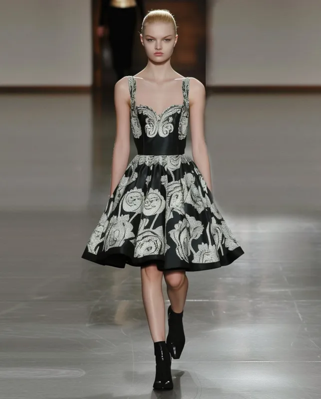 Scarlett Fringe Detail Dress - Black/White sold by JW PEI