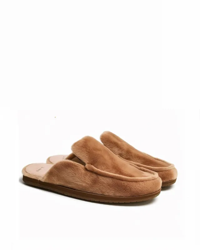Sophia Faux Fur Mules - Beige sold by JW PEI