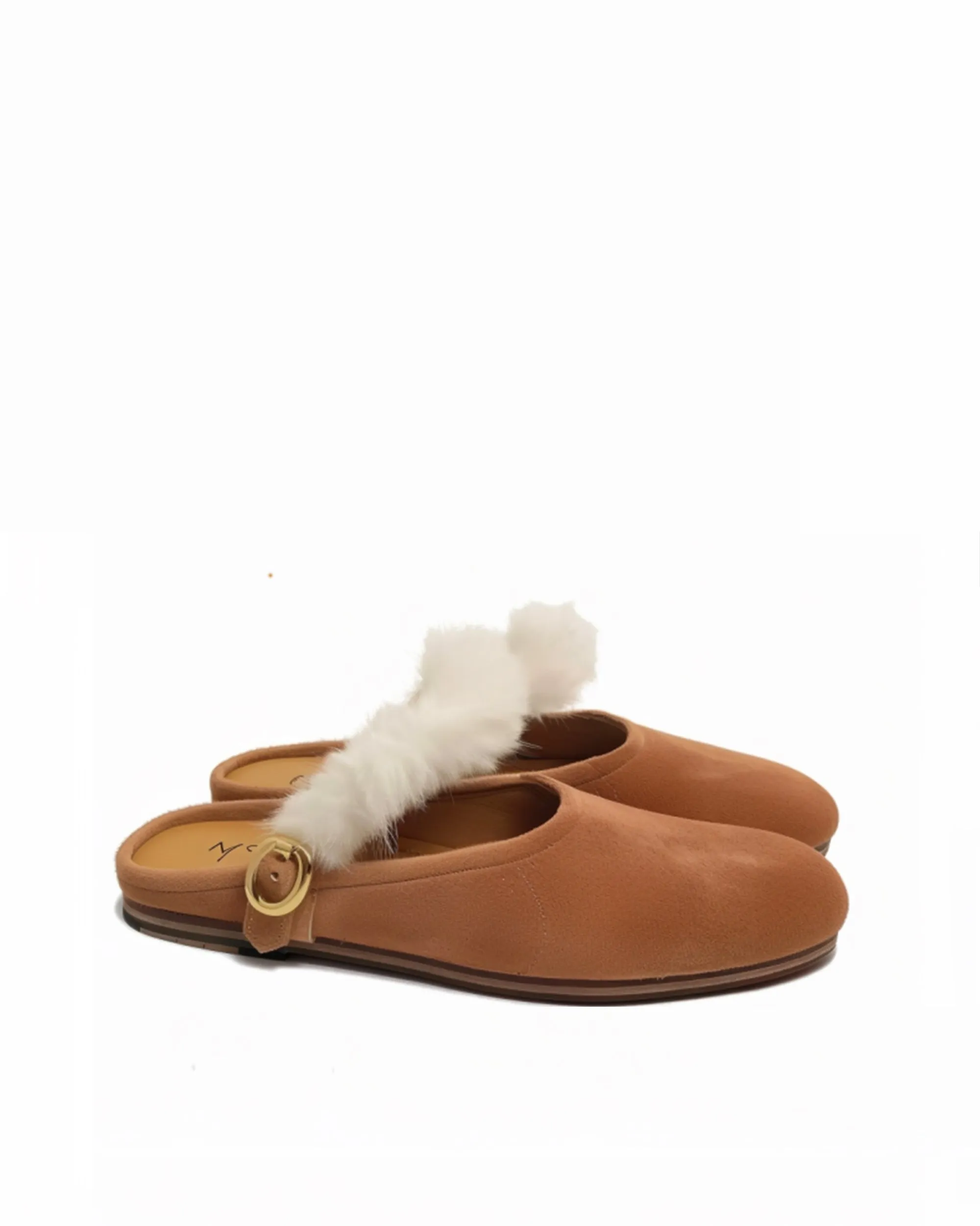 Lina Fur Buckle Loafers - Brown sold by JW PEI