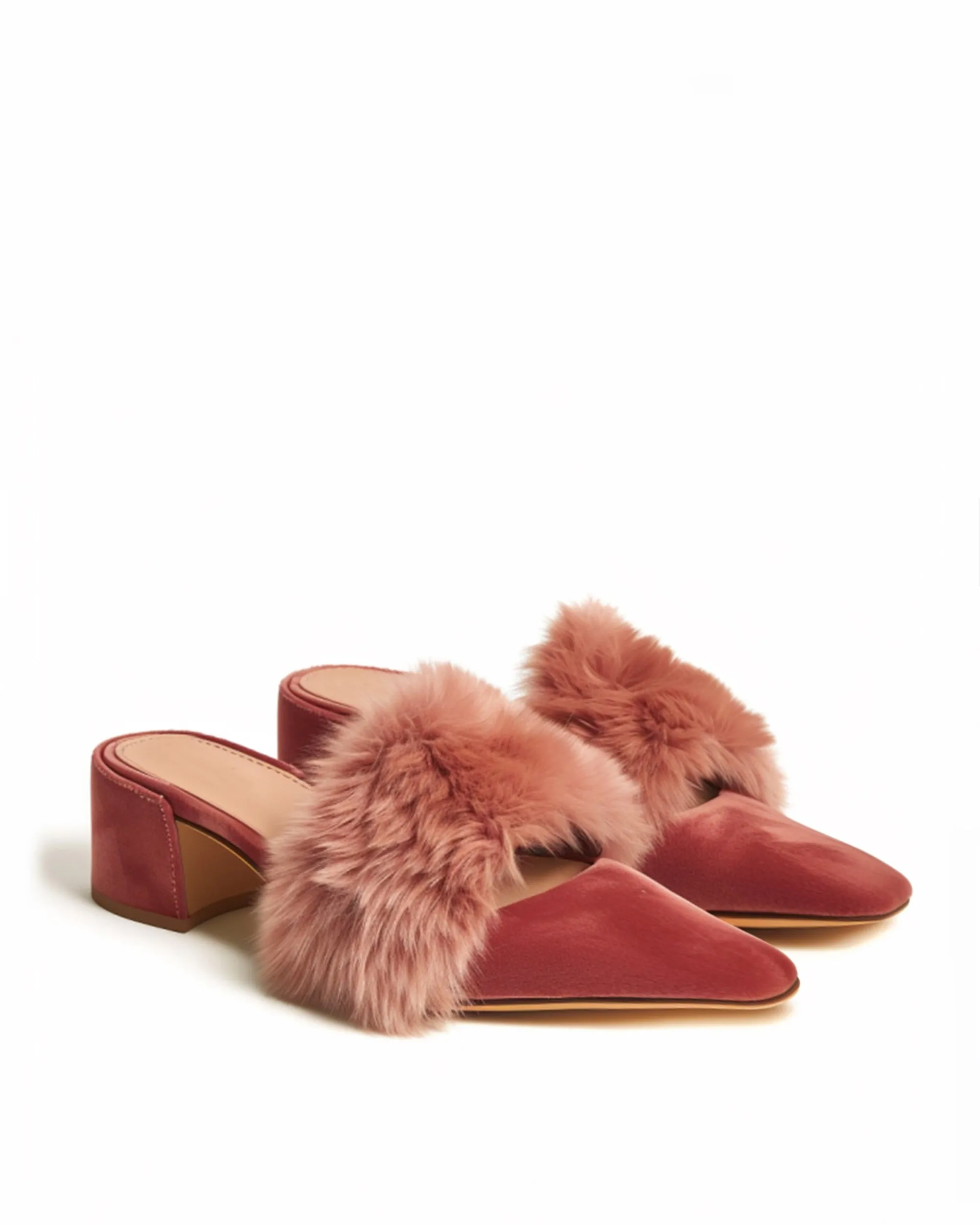 Lily Suede Fur Slides - Red sold by JW PEI
